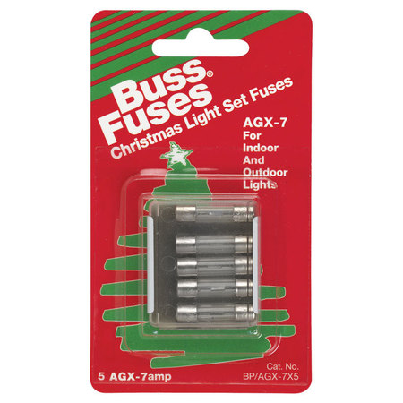 EATON BUSSMANN Midget Fuse, AGX Series, Fast-Acting, 7A, 250 V AC, 10kA at 125V AC BP/AGX-7X5